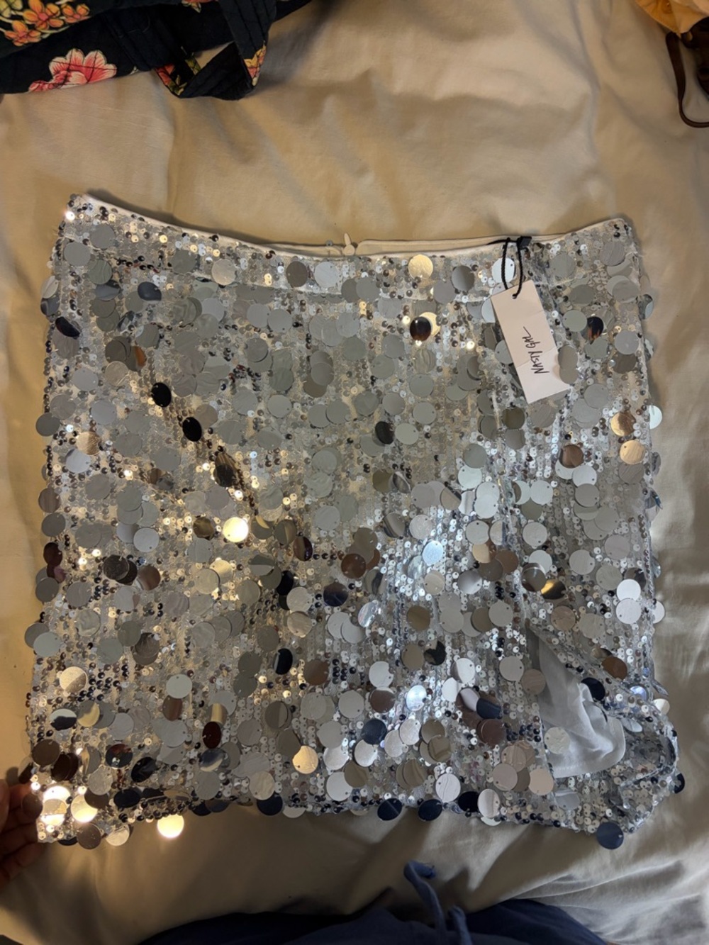 Nasty Gal Sequin Mini Skirt - Silver
